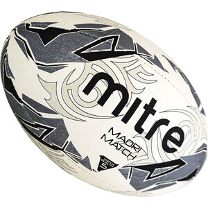Мяч для регби Mitre Maori Match арт. BB1151WSB, р.5, резина, бело-черно-серебристый
