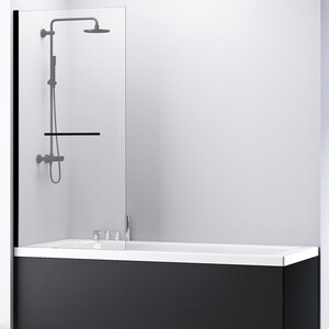 фото Шторка для ванны abber immer offen 80х140 профиль черный, стекло прозрачное (ag70080b)