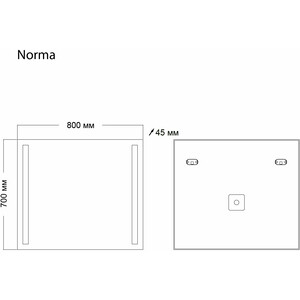 фото Зеркало grossman norma 80х70 led с механическим выключателем (108070)