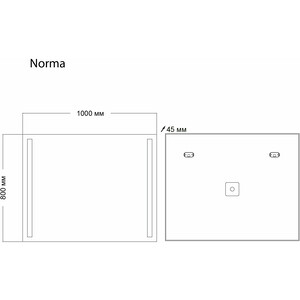 фото Зеркало grossman norma 100х80 led с механическим выключателем (1010080)