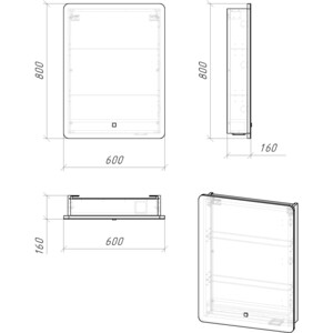 фото Шкаф-зеркало grossman адель 60 led, сенсор (206004)