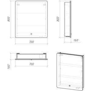 фото Шкаф-зеркало grossman адель 70 led, сенсор (207004)