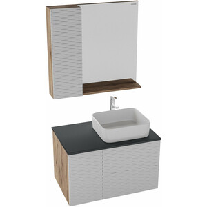 Мебель для ванной Grossman Альба 80х50 подвесная, веллингтон/белая зеркальный шкаф для ванной grossman альба 206501 веллингтон белый левый