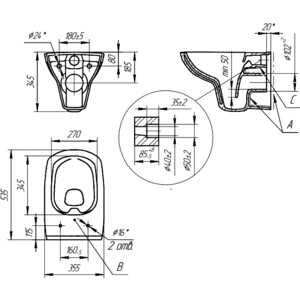Унитаз подвесной безободковый Cersanit Carina XL Clean On DPL EO slim с сиденьем микролифт (S-MZ-CARINA-XL-COn-S-DL-w/62955)