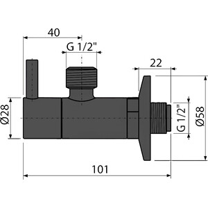 Угловой вентиль AlcaPlast с фильтром 1/2" круглый, черный матовый (ARV003-BLACK)