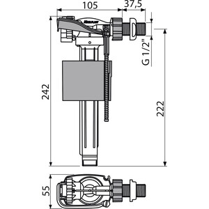 Впускной механизм AlcaPlast с боковой подводкой для керамических бачков (A150-1/2")