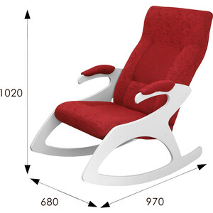 фото Мебелик кресло- качалка монти ткань бордо, каркас белый