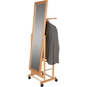 Вешалка костюмная с зеркалом на колесах Мебелик В 24Н светло-коричневый (П0005174)