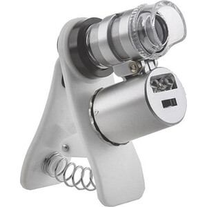 фото Микроскоп kromatech 60x мини, с креплением для смартфона, подсветкой (2 led) и ультрафиолетом (9882-