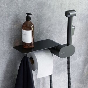 Смеситель для душа Am.Pm Like с гигиеническим душем, держатель туалетной бумаги, черный (F0202622)