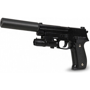 Пистолет пневматика металлический HC-Toys SIG 226 с глушителем и ЛЦУ G.26A 20 см - G-26A