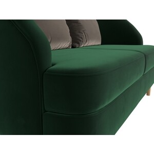 фото Кушетка артмебель атико велюр зеленый подушки коричневые