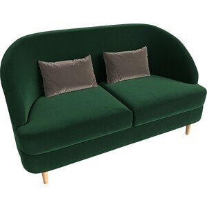 фото Кушетка артмебель атико велюр зеленый подушки коричневые