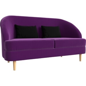 фото Кушетка артмебель атико микровельвет фиолетовый подушки черный