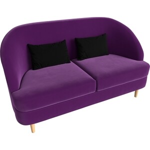 фото Кушетка артмебель атико микровельвет фиолетовый подушки черный
