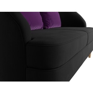фото Кушетка артмебель атико микровельвет черный подушки фиолетовые