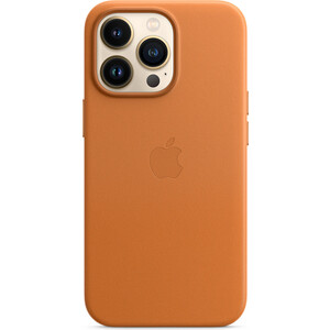фото Чехол apple iphone 13 pro leather case with magsafe - golden brown (mm193ze/a)
