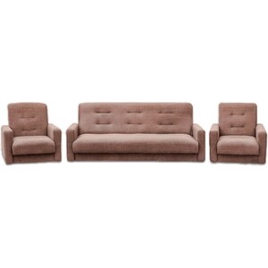 фото Комплект интер мебель лондон-2 рогожка коричневая (диван + 2 кресла)