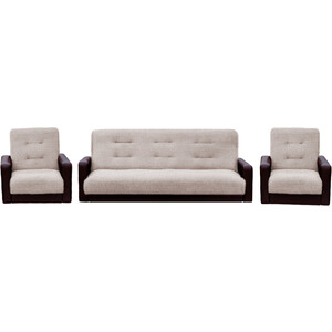фото Комплект интер мебель лондон рогожка бежевая (диван + 2 кресла)