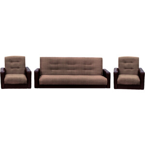 фото Комплект интер мебель лондон рогожка микс коричневая (диван + 2 кресла)