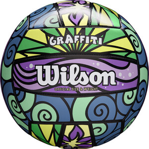 Мяч волейбольный Wilson Graffiti, WTH4637XB, р.5, 18 панелей, синт.кожа PVC, маш.сшивка, мультиколор