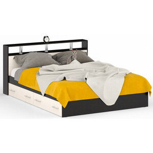 Кровать СВК Камелия 160х200 с ящиками, венге/дуб лоредо (1022149) двуспальная кровать woodville адайн 160х200 венге венге