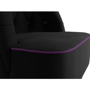Кресло АртМебель Амиса микровельвет черный кант фиолетовый