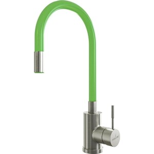 Смеситель для кухни Mixline MLSS-0325 гибкий излив, сатин/зеленый (4630099744668) смеситель для ванны cron cn127 зеленый cn22127 12