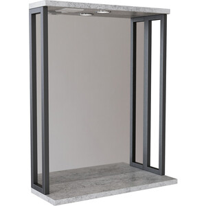 Зеркало Mixline Бруклин 60 с подсветкой, бетон (4630099745092) зеркало шкаф emmy стоун 60х70 левый серый бетон stn60mir l
