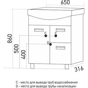 фото Тумба под раковину mixline альфа 65 белая (4640030866939)