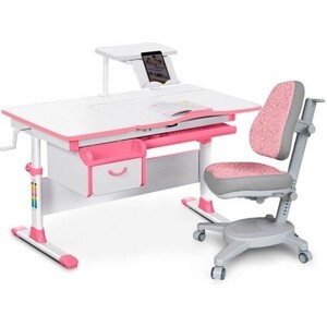 фото Комплект mealux evo evo-40 pn (evo-40 pn + y-110 dpg) (стол+полка+кресло+чехол) белая столешница цвет пластика розовый