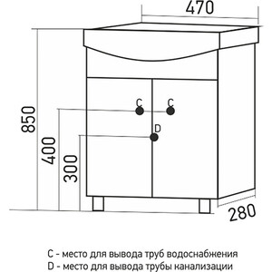 фото Тумба под раковину mixline астра 47х22 белый, дора 47 (4640030866847)