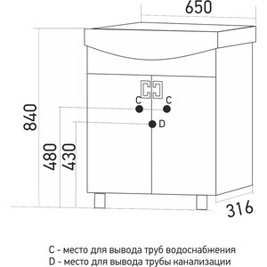 фото Тумба под раковину mixline квадро 60х31 белая (4640030868308)