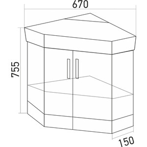 фото Тумба с раковиной mixline кварц 67х45 напольная, серая (4640030869893, 4680028070320)