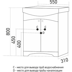 фото Тумба с раковиной mixline крит 55х43 белая, патина золото (4640030868186, 4620008195551)