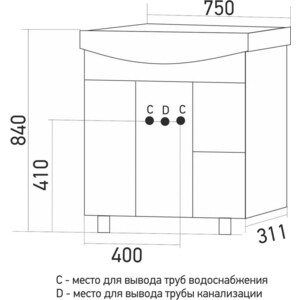 фото Тумба под раковину mixline ладога 70х31 белая, патина золото (4640030869701)