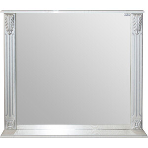 Зеркало с полкой Mixline Людвиг 80х70 белое, патина серебро (4640030868087)