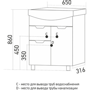 фото Тумба под раковину mixline прометей 61х32 белая (4640030866946)