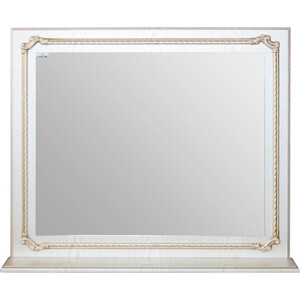 Зеркало с полкой Mixline Сальери 80х69 белое, патина золото (4640030868117) зеркало шкаф mixline крит 60 патина серебро 4640030866687