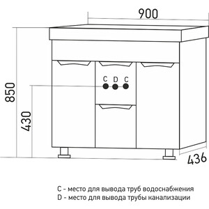 фото Тумба под раковину mixline этьен 89х43 белая (4630077962657)