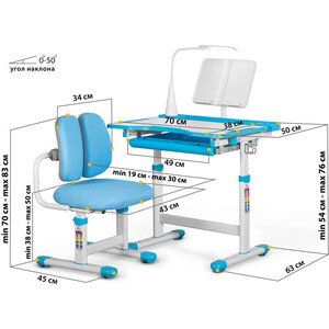 Комплект мебели (столик + стульчик) Mealux EVO BD-23 blue столешница белая/пластик голубой BD-23 blue столешница белая/пластик голубой - фото 4