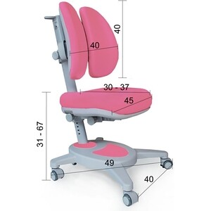 Комплект Mealux EVO Парта Florida MC PN + кресло Onyx Duo KP (EVO-52 W + PN MC + Y 115 KP) столешница белая, накладки розовые и серые