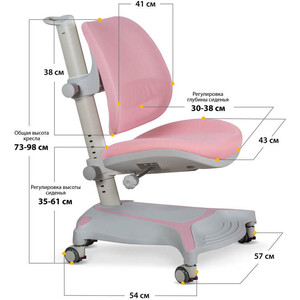 фото Комплект ergokids парта th-320 pink + кресло vesta pn (th-320 w/pn + y-117 pn) столешница белая, накладки на ножках розовые