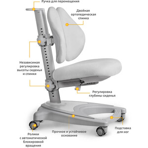 фото Детское кресло ergokids y-417 grey (y-417 g) обивка серая однотонная