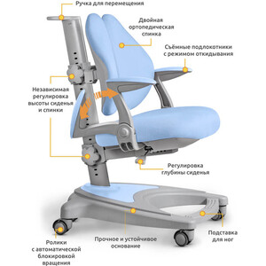 фото Детское кресло ergokids y-417 blue с подлокотниками (y-417 kbl + подлокотники) обивка голубая однотонная