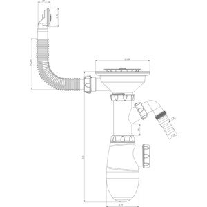 Сифон для кухонной мойки Unicorn с решеткой D115 (KM1VP) с решеткой D115 (KM1VP) - фото 2