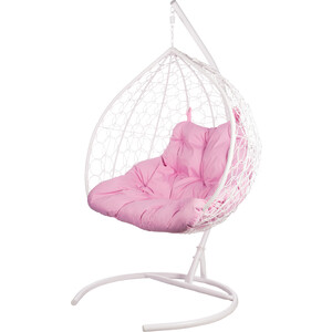фото Двойное подвесное кресло bigarden gemini white розовая подушка