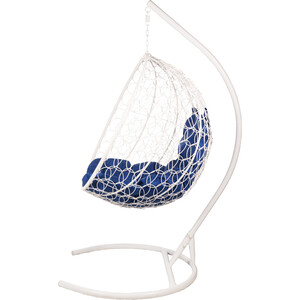 фото Подвесное кресло bigarden kokos white синяя подушка