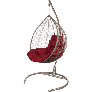 фото Подвесное кресло bigarden tropica gray бордовая подушка