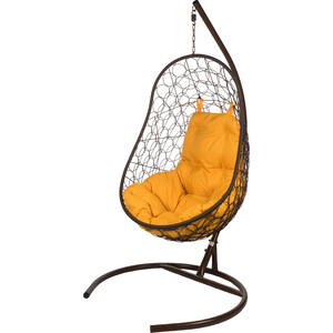 фото Подвесное кресло bigarden easy brown оранжевая подушка